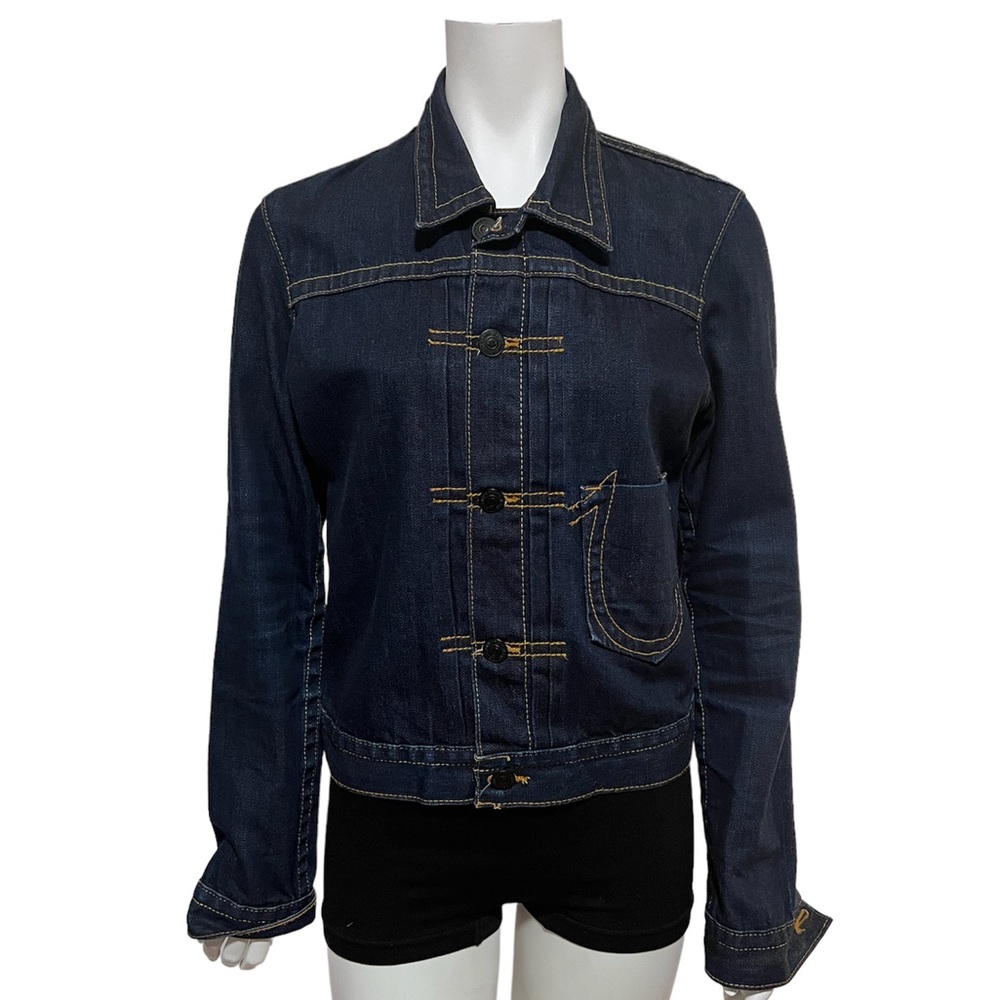 TRUE RELIGION Indigo Blue Cinch Back Denim Jacket